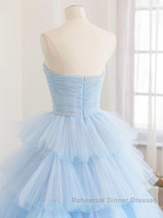 Blue tulle long Semi Formal Prom Dresses Dresses, blue tulle evening Dresses