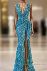 Blue Wedding Reception Dress For Women, Evening Dresses For Women Semi Formal Prom Dress