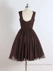 Brown A Line Short Semi Formal Prom Dresses Homecoming Dress