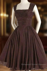 Brown A Line Short Semi Formal Prom Dresses Homecoming Dress