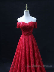 Burgundy A line lace tulle beads long Semi Formal Prom Dresses, burgundy bridesmaid Dresses