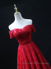Burgundy A line lace tulle beads long Semi Formal Prom Dresses, burgundy bridesmaid Dresses