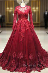 Burgundy Lace Semi Formal Prom Dresses