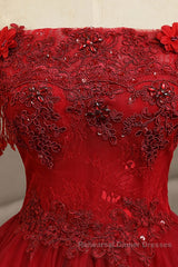 Burgundy tulle lace long Semi Formal Prom Dresses burgundy tulle formal Dresses