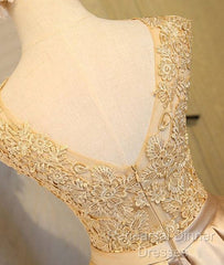 Champagne Lace Short Semi Formal Prom Dress, Cute Homecoming Dress