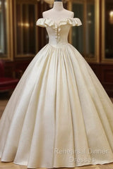 Champagne Off The Shoulder Floor Length Semi Formal Prom Dress, Elegant A-Line Evening Party Dress