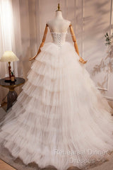 Champagne Sweetheart Layers Princess Dress, Beautiful Spaghetti Straps Tulle Formal Gown