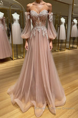 Champagne sweetheart neck tulle lace long Semi Formal Prom Dresses, lace evening Dresses