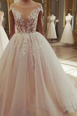 Champagne tulle lace long Semi Formal Prom Dresses, tulle evening Dresses