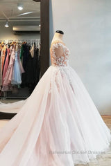 Champagne tulle lace long Semi Formal Prom Dresses, tulle evening Dresses