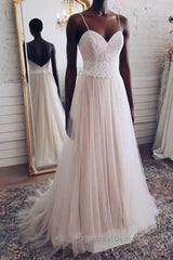 Champagne tulle sweetheart lace long Semi Formal Prom Dresses tulle formal Dresses