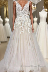 Champagne tulle v neck lace long Semi Formal Prom Dresses champagne formal Dresses