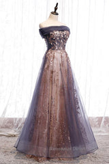 Charming A-Line Tulle Long Off Shoulder Party Dress, Semi Formal Prom Dress