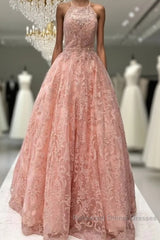 Charming Tulle Lace A-Line Long Semi Formal Prom Dresses Evening Dresses