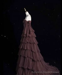 Chic Ball Gown Off The Shoulder Long Sleeves Evening Dress Tulle Long Prom Dresses