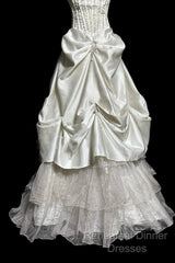 Chic Ball Gown Strapless Taffeta Ivory Long Wedding Dress Bridal Dresses