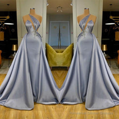 Chic Halter Beadings Long Evening Dress With Detachable Skirt