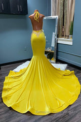 Chic Sleeveless Halter Backless Mermaid Semi Formal Prom Dresses