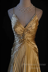 Classy A Line Halter Gold Satin Beads Long Evening Dress Semi Formal Prom Dresses