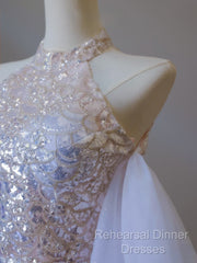 Classy Mermaid High Neckline Sequin Ruffles Long Evening Dress Semi Formal Prom Dresses