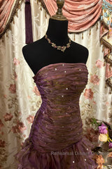 Classy Mermaid Strapless Ruffles Long Evening Dress Semi Formal Prom Dresses