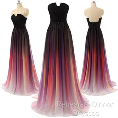 Custom Made Backless Ombre Chiffon Long Semi Formal Prom Dress, Ombre Bridesmaid Dresses, Formal Dresses