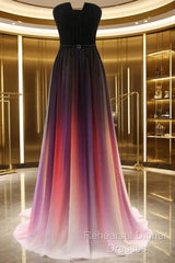 Custom Made Backless Ombre Chiffon Long Semi Formal Prom Dress, Ombre Bridesmaid Dresses, Formal Dresses