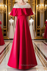 Custom Made Round Neck Red Long Semi Formal Prom Dresses, Red Semi Formal Prom Dresses Gown, Formal Dresses