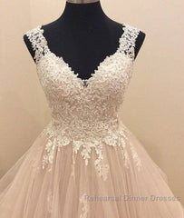 Custom Made Tulle Lace Long Semi Formal Prom Gown, Lace Evning Dress
