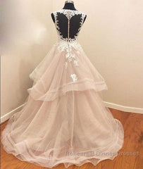 Custom Made Tulle Lace Long Semi Formal Prom Gown, Lace Evning Dress