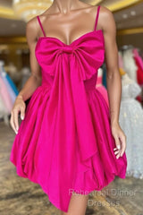 Cute A-Line Fuchsia Bow  Short Homecoming Dress