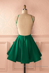 Cute Green Backless Short Semi Formal Prom Dress, Green Homecoming Dress