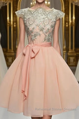 Cute Lace Pink Short Semi Formal Prom Dresses, Lace Pink Homecoming Dresses, Pink Short Formal Dresses