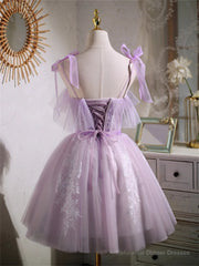 Cute Lavender Tulle Short Prom Dress, Lavender Homecoming Dress 2025