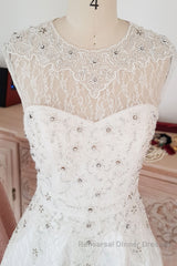 Cute round neck tulle lace short Semi Formal Prom Dresses lace bridesmaid Dresses
