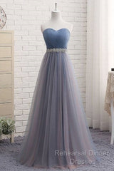 Cute Sweetheart Neck Tulle Semi Formal Prom Dress, Tulle Bridesmaid Dress