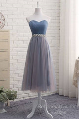 Cute Sweetheart Neck Tulle Semi Formal Prom Dress, Tulle Bridesmaid Dress