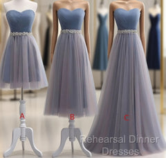 Cute Sweetheart Neck Tulle Semi Formal Prom Dress, Tulle Bridesmaid Dress