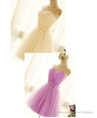 Cute Sweetheart Neck Tulle Short Prom Dress, Pink Bridesmaid Dress