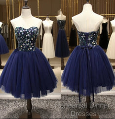 Dark Navy Blue Short Dress With Sequin Bodice For Juniors Homecoming Dresses