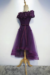 Dark Purple High Low Homecoming Dresses, Cute Formal Dress, Semi Formal Prom Dress