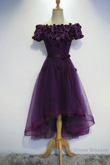 Dark Purple High Low Homecoming Dresses, Cute Formal Dress, Semi Formal Prom Dress