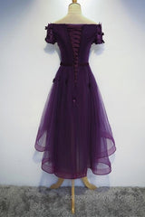 Dark Purple High Low Homecoming Dresses, Cute Formal Dress, Semi Formal Prom Dress