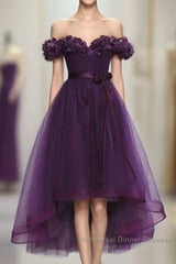 Dark Purple High Low Homecoming Dresses, Cute Formal Dress, Semi Formal Prom Dress
