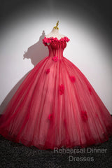 Dark Red Beading Semi Formal Prom Dress With Corset, Off The Shoulder Short Sleeve Floor-Length Party Dress