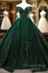 Deep Green Long Quinceanera Dresses Sweet 16 Semi Formal Prom Dress Pageant Dress