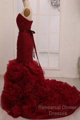 Dignified Trumpet/Mermaid Strapless Sweetheart Tiered Long Semi Formal Prom Dresses