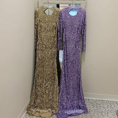 Modest Long Sleeves Sequins Mermaid Semi Formal Prom Dress