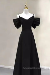 Elegant A Line Black Long Semi Formal Prom Dresses Formal Evening Dress