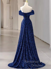 Elegant A Line Off The Shoulder Royal Blue Semi Formal Prom Dresses Formal Evening Dress